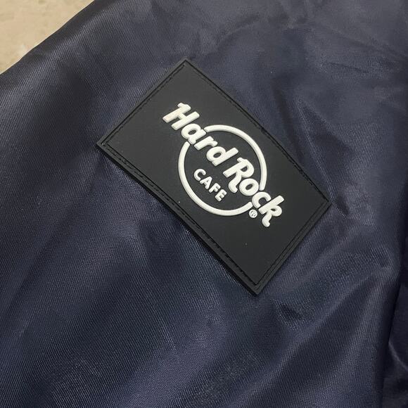 Hard Rock Guitar Company Quilted Bomber Jacket XXL | Navy Orange Nylon, Worn 1x - Picture 10 of 13